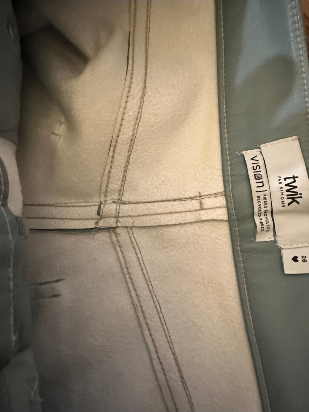 twik Dusty Blue Vegan Leather High-Rise Pants - Picture 11 of 11